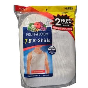 Fruit of the Loom Men A-Shirts 7 Pk Classic White Ribbed Cotton Undershirts NEW